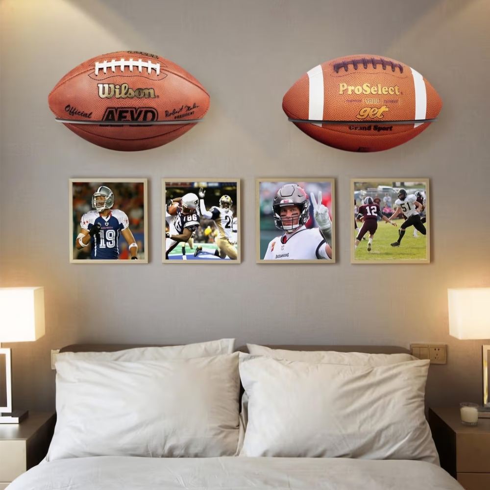 Football Wall Mount Display Rack- 2 Pack - Picture 2 of 6